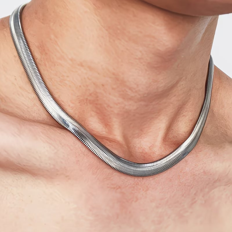Saoirse 6mm wide Herringbone Chain Necklace 45+5cm