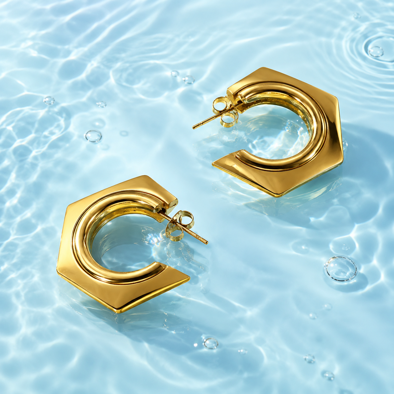 Karma Octagon Hoops | Waterproof 18K Gold