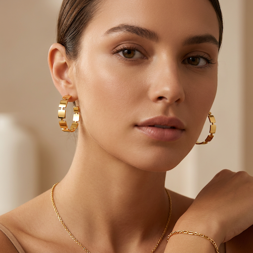 Taya Link Hoops | Waterproof 18K Gold