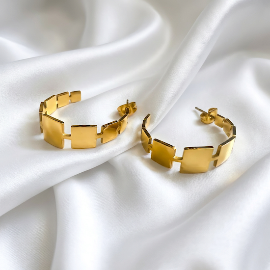 Taya Link Hoops | Waterproof 18K Gold