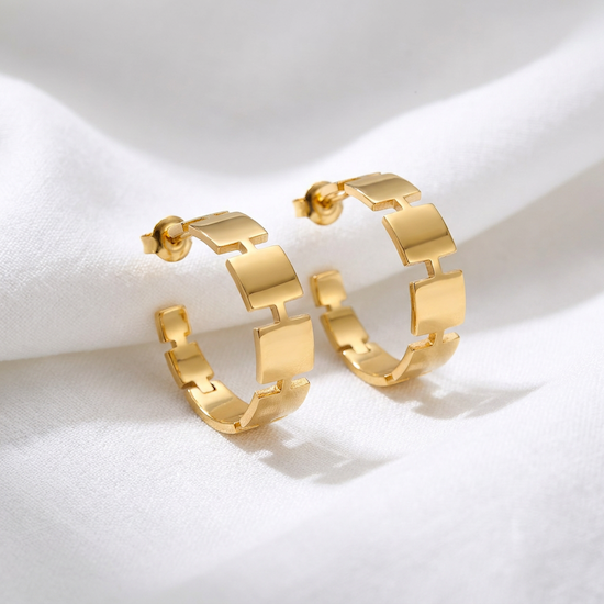 Taya Link Hoops | Waterproof 18K Gold