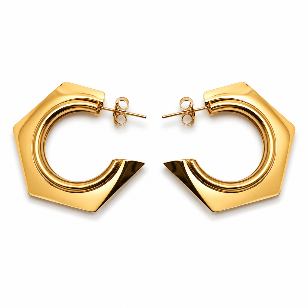 Karma Octagon Hoops | Waterproof 18K Gold