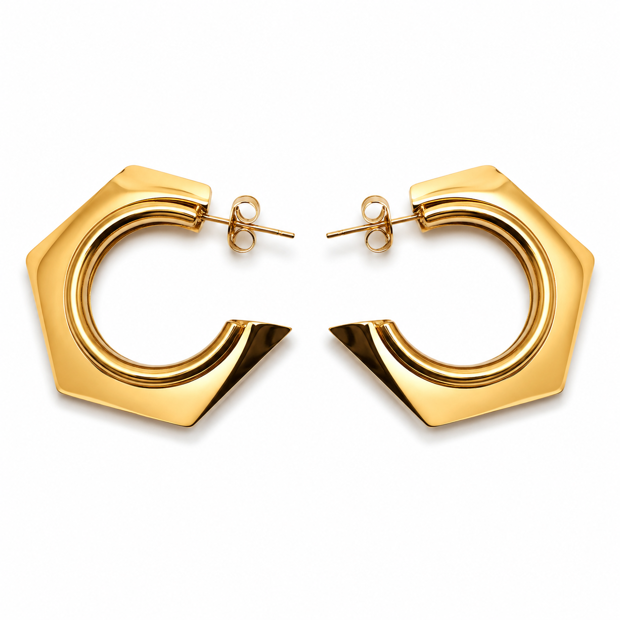 Karma Octagon Hoops | Waterproof 18K Gold