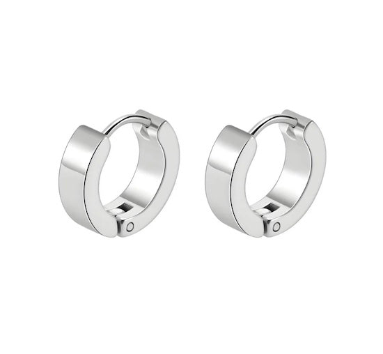 Rimza Huggie Hoops | Waterproof Silver & Black