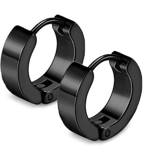 Rimza Huggie Hoops | Waterproof Silver & Black