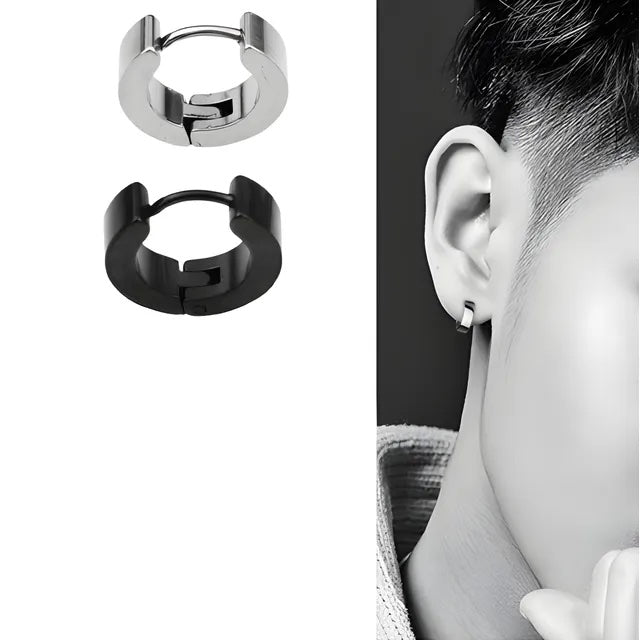 Rimza Huggie Hoops | Waterproof Silver & Black
