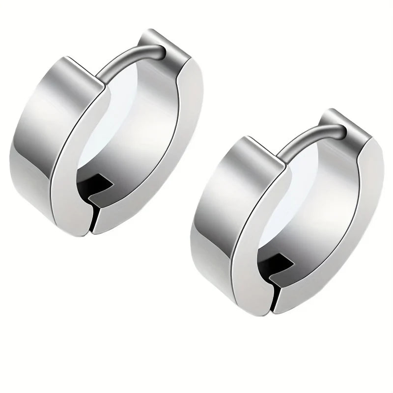 Rimza Huggie Hoops | Waterproof Silver & Black