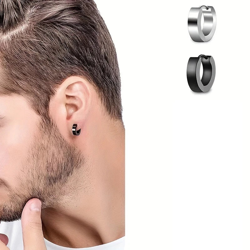 Rimza Huggie Hoops | Waterproof Silver & Black