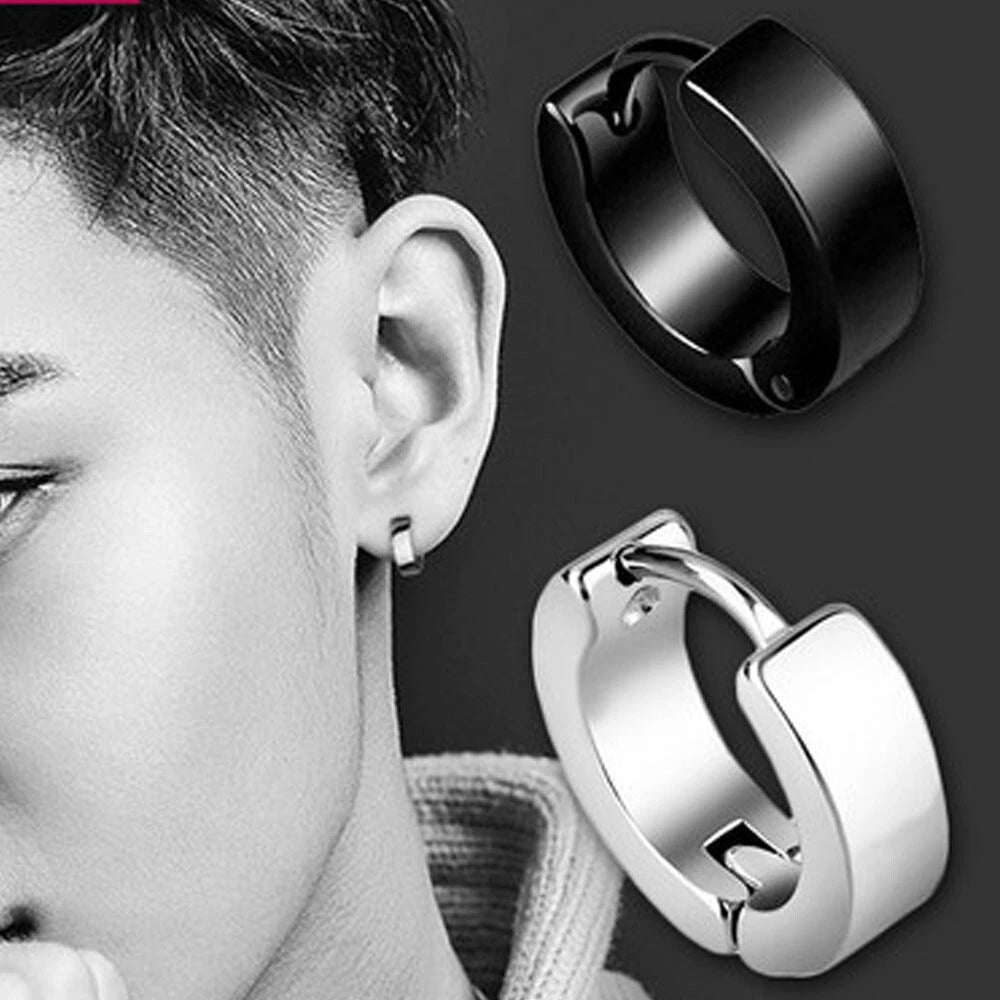 Rimza Huggie Hoops | Waterproof Silver & Black