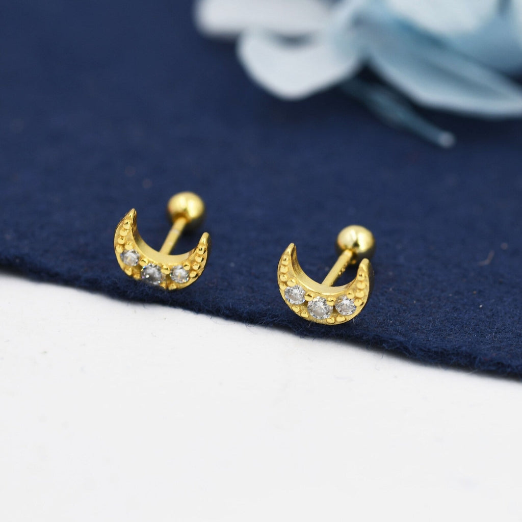 Woodland Moon Shape Screwback Stud- Single Earrings