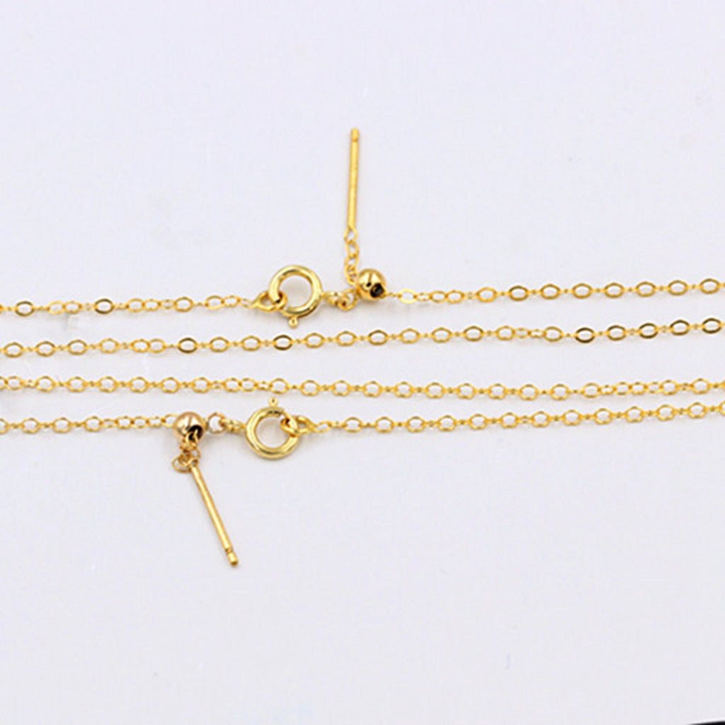 Lustrous	Cable Chain with Spring Ring Clasp Stopper Bead 45CM Necklace