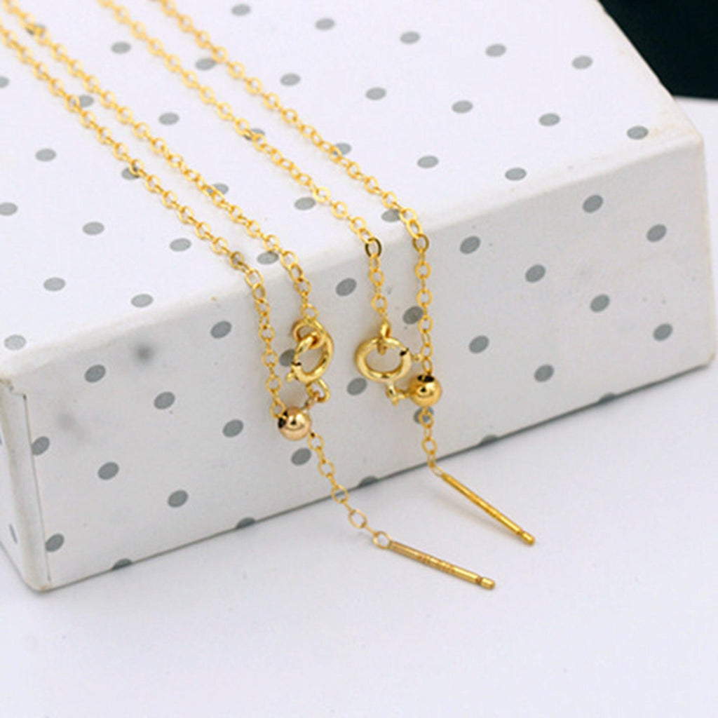 Lustrous	Cable Chain with Spring Ring Clasp Stopper Bead 45CM Necklace