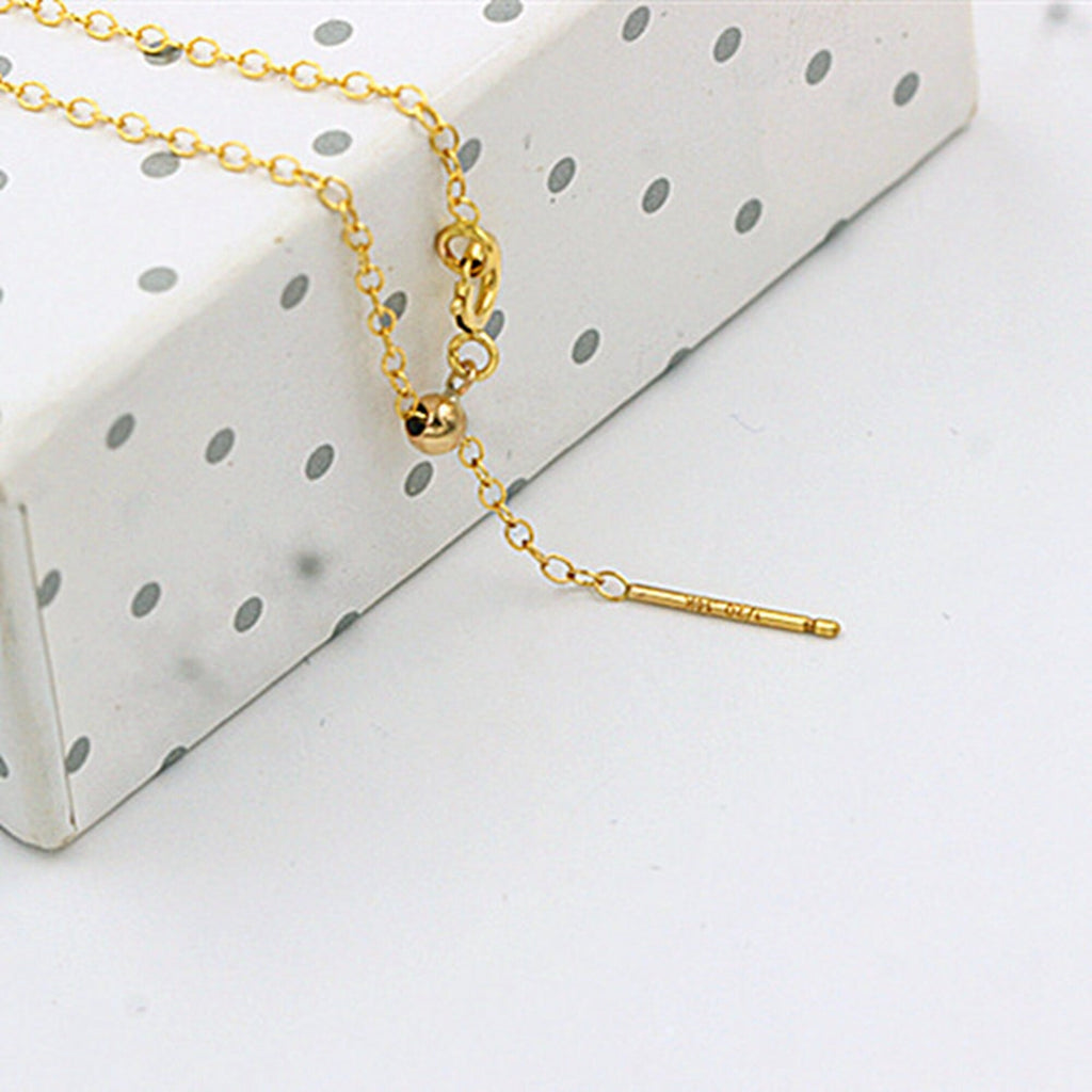 Lustrous	Cable Chain with Spring Ring Clasp Stopper Bead 45CM Necklace