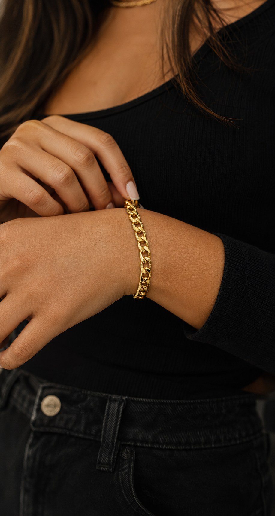 Alexios Cuban Necklace 50cm & Bracelet 22cm Gold Set-Buy Set or Individually