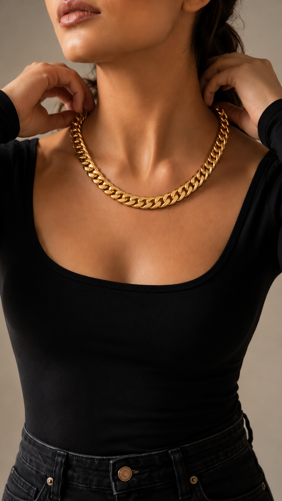 Alexios Cuban Necklace 50cm & Bracelet 22cm Gold Set-Buy Set or Individually