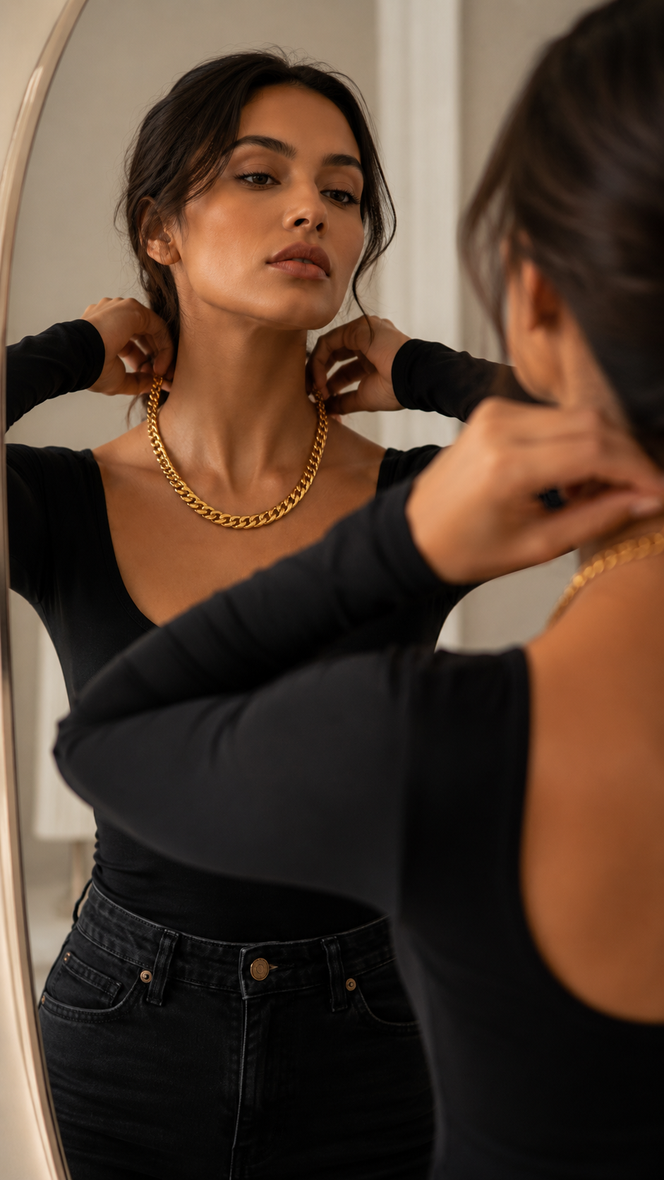 Alexios Cuban Necklace 50cm & Bracelet 22cm Gold Set-Buy Set or Individually