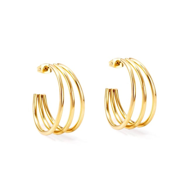 Cleo Trio Statement Hoops | Waterproof 18K Gold & Silver