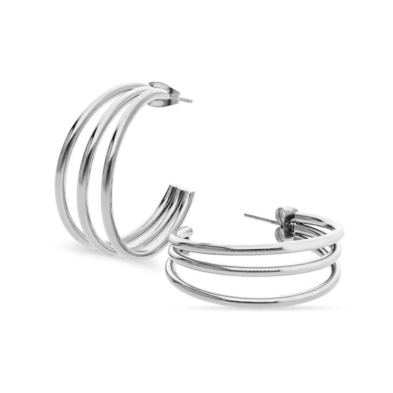 Cleo Trio Statement Hoops | Waterproof 18K Gold & Silver