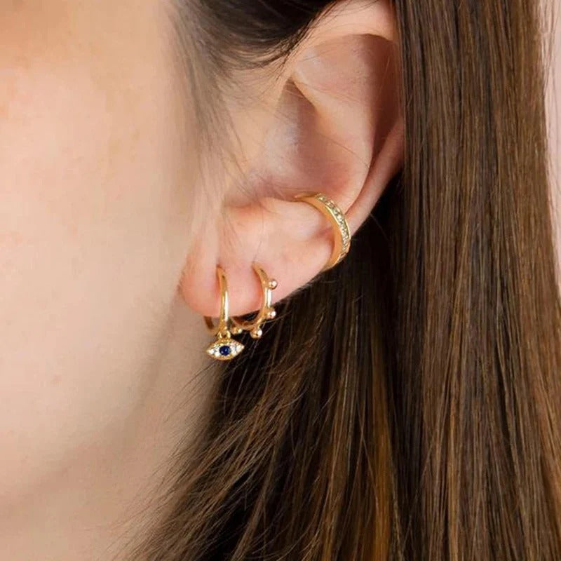 Muse Sapphire Evil Eye Hoops Earrings