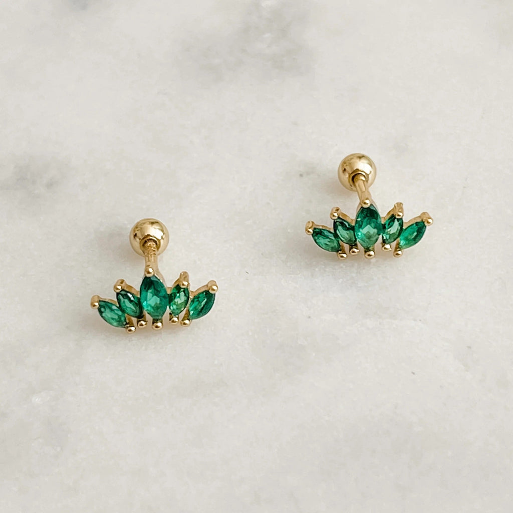 Rova Emerald Green Screw Back Studs Earrings