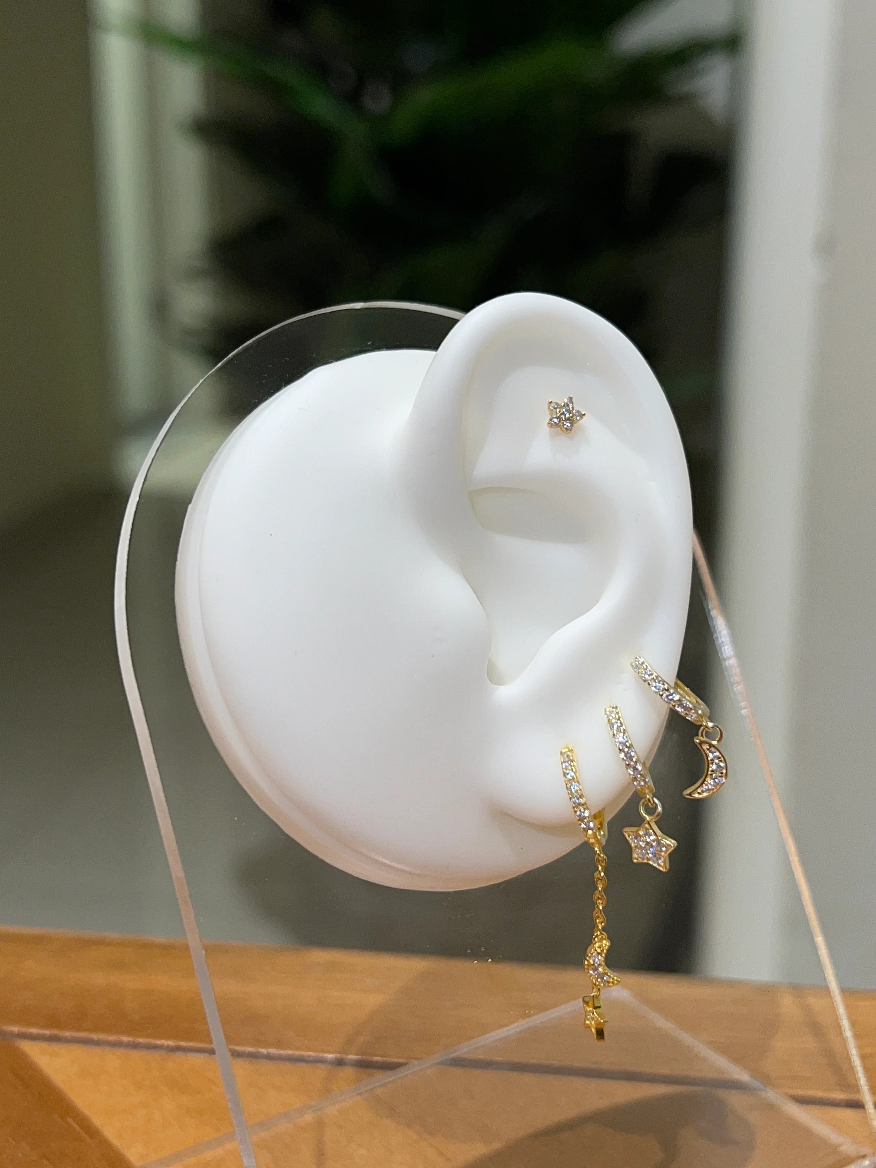 Mint Crystal Hoops Earrings