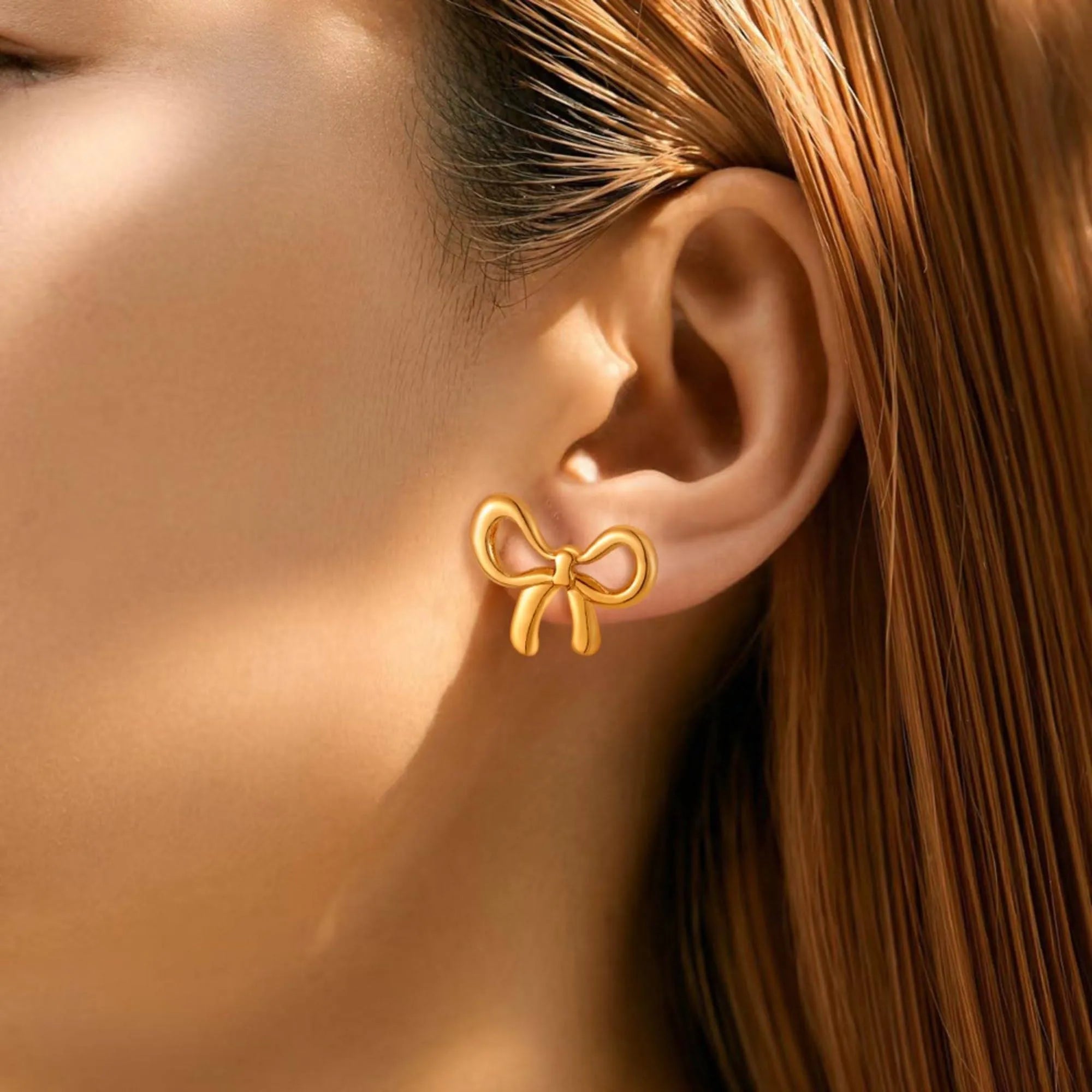 Bettie Bow Tie Stud Earrings | Waterproof 18k Gold