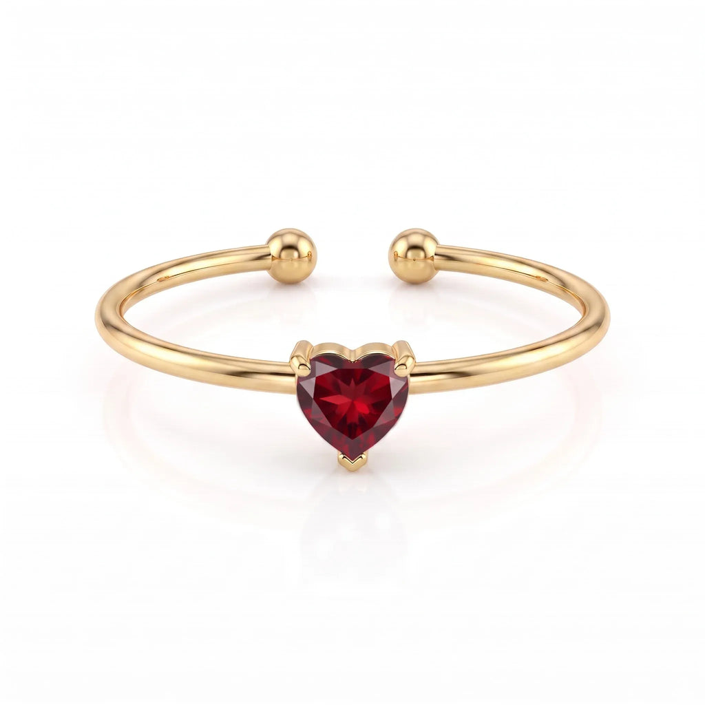 Bria Crystal Heart Open Ring – 5 Colors | Waterproof 18k Gold