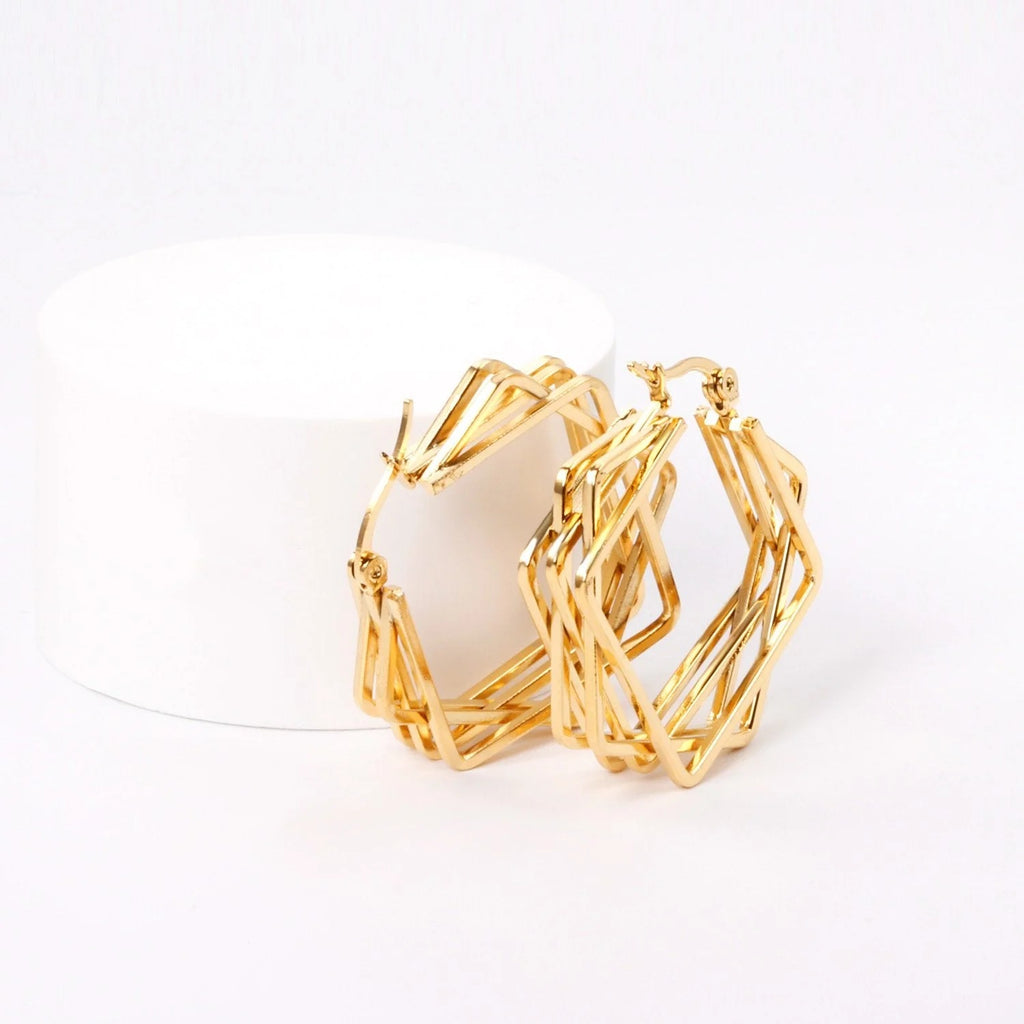 Cecilia Geometric Hoops | Waterproof 18k Gold