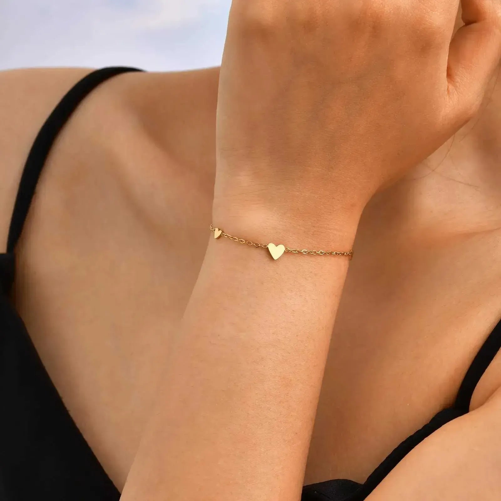 Elowen Heart Trio Bracelet | Waterproof 18k Gold