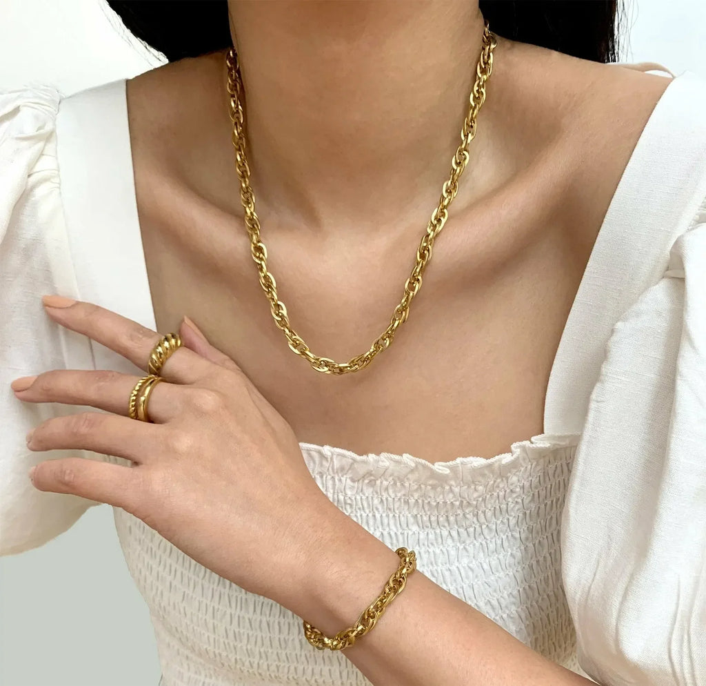 Belina Link Chain Necklace | Waterproof 18k Gold