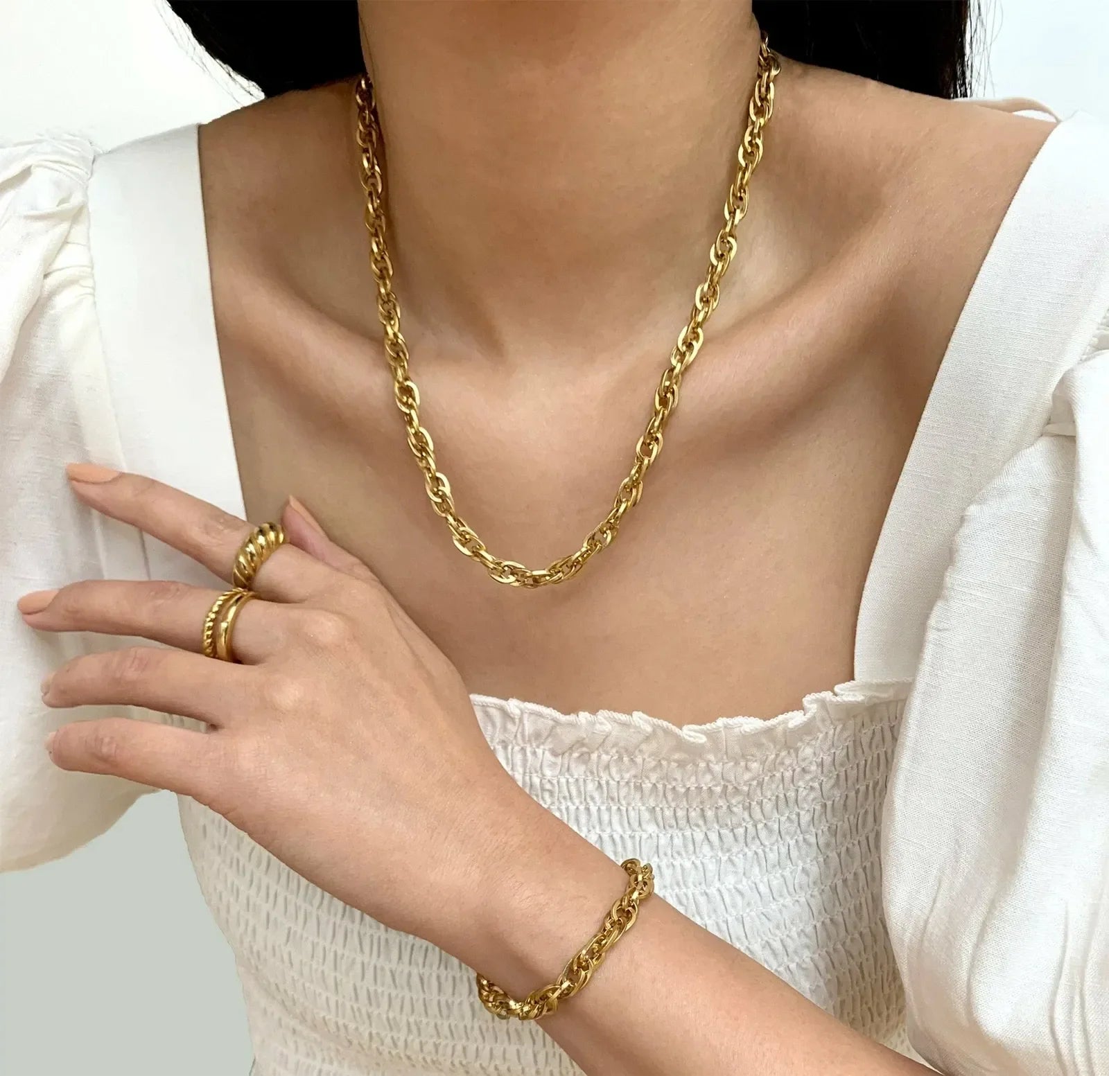 Belina Link Chain Necklace | Waterproof 18k Gold