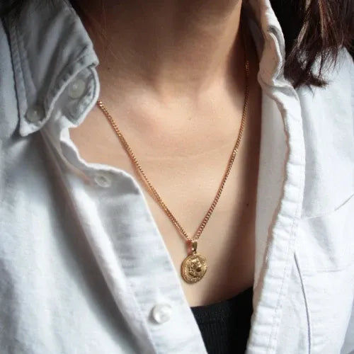 Quin Coin Pendant Necklace | Waterproof 18k Gold