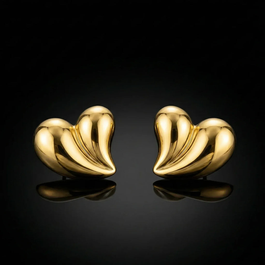 Chrysie Heart Stud Earrings | Waterproof 18k Gold