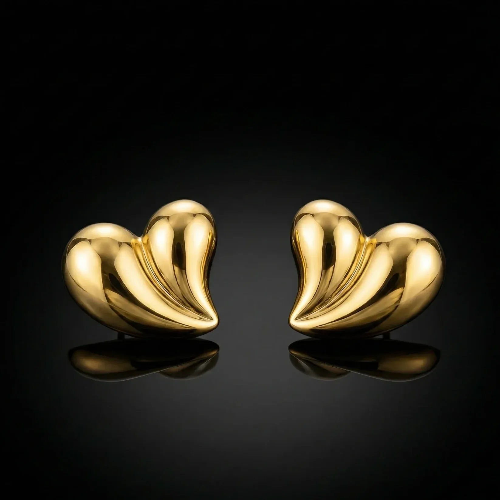 Chrysie Heart Stud Earrings | Waterproof 18k Gold