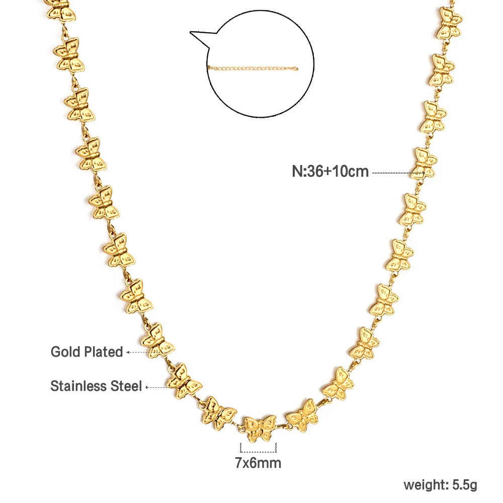 Bethany Butterflies Necklace | Waterproof 18k Gold