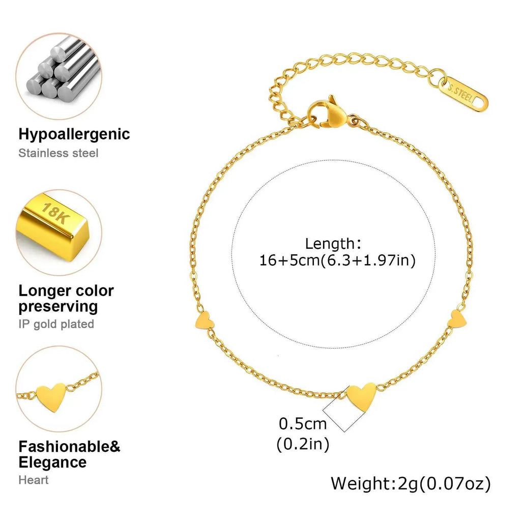 Elowen Heart Trio Bracelet | Waterproof 18k Gold