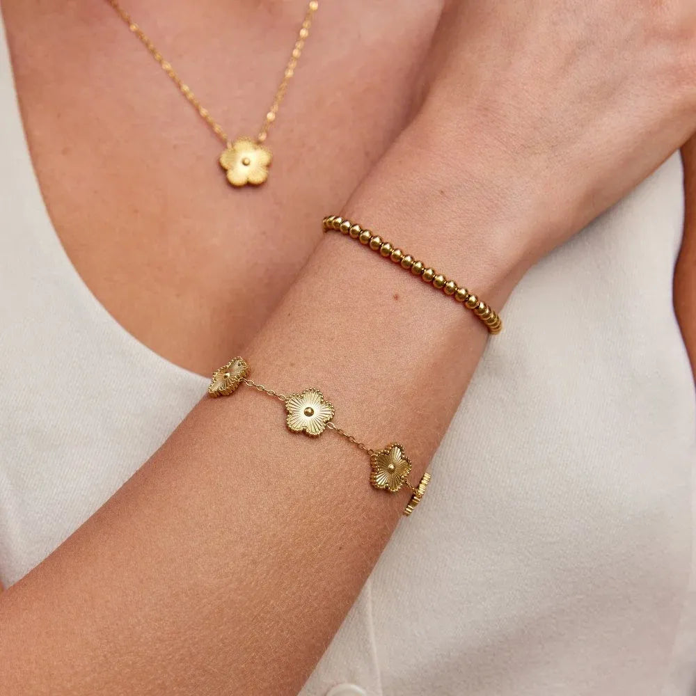 Bronte Five-Leaf Gold Clover Bracelet | Waterproof 18k Gold