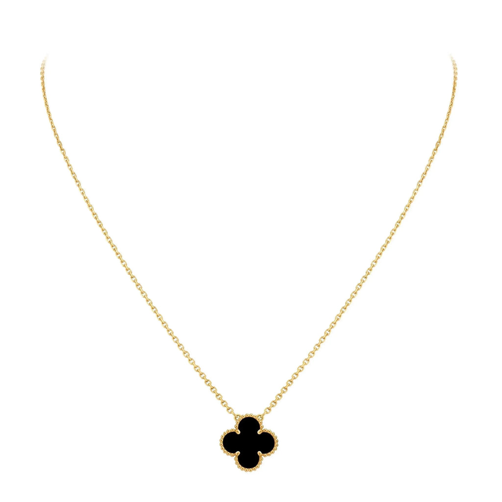 Alora Four-Leaf Black Clover Necklace | Waterproof 18k Gold
