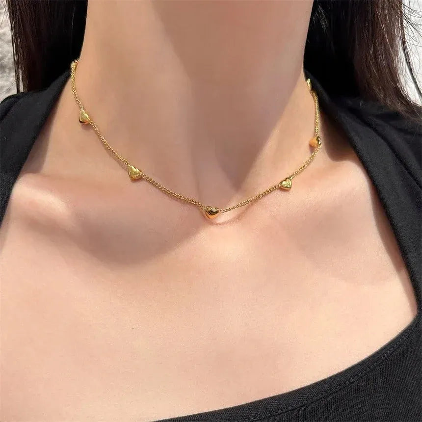 Chloris Heart Station Necklace | Waterproof 18k Gold