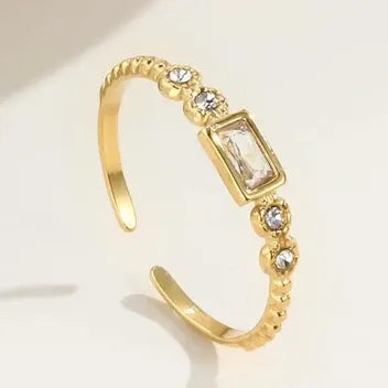 Amelie Crystal Open Ring | Waterproof 18k Gold