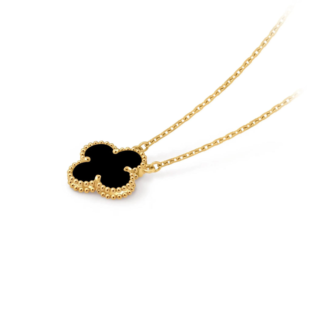 Alora Four-Leaf Black Clover Necklace | Waterproof 18k Gold