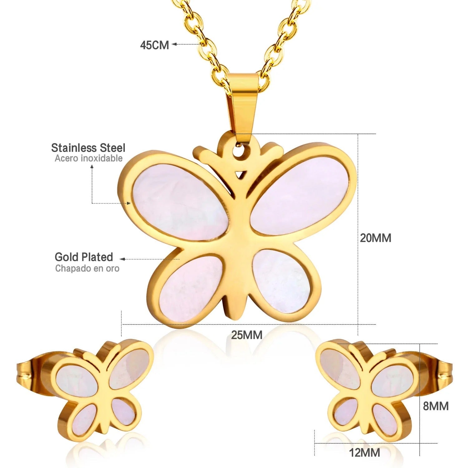 Mya Lustrous Pearl Inlay Butterfly Set | Buy Set or Individual