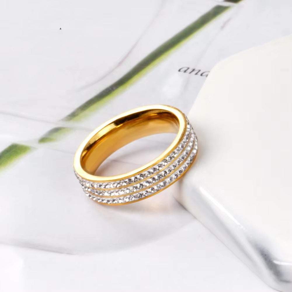 Liah 3 Row Jewelled Band Ring | Waterproof 18K Gold