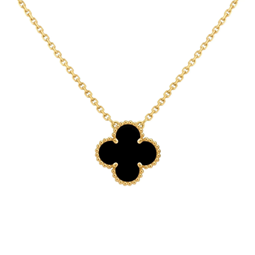Alora Four-Leaf Black Clover Necklace | Waterproof 18k Gold