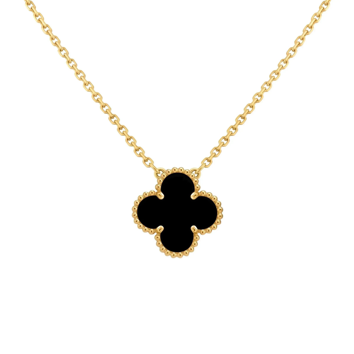 Alora Four-Leaf Black Clover Necklace | Waterproof 18k Gold