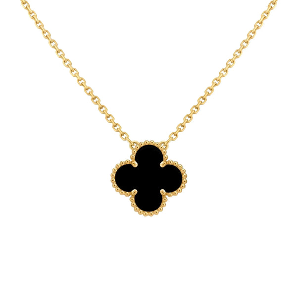 Alora Four-Leaf Black Clover Necklace | Waterproof 18k Gold
