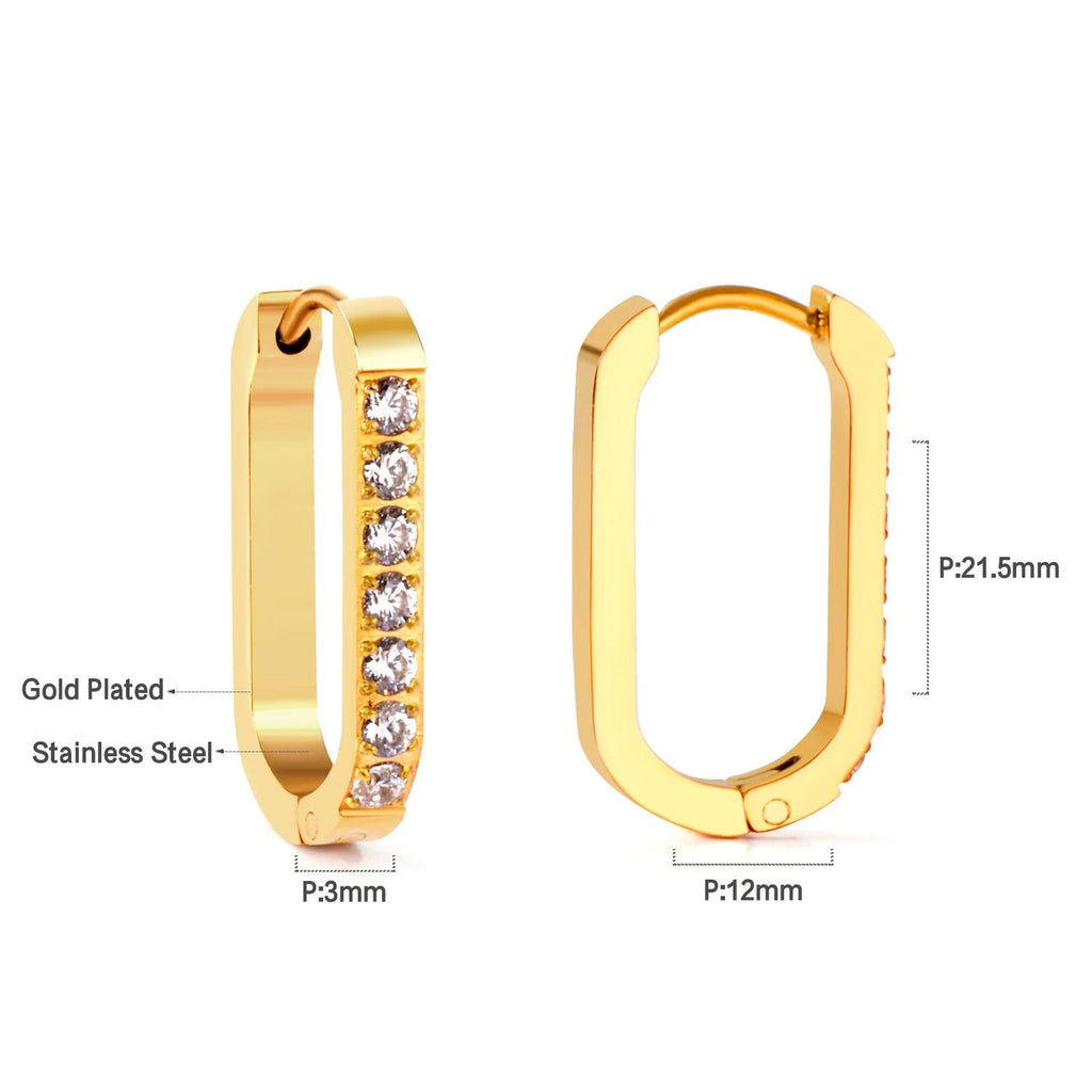 Brooklyn Oval Jewel Hoops | Waterproof 18k Gold, & Silver
