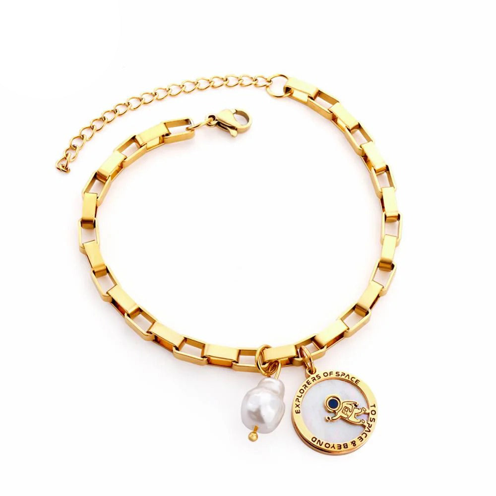 Hattie Astronaut Bracelet | Waterproof 18K Gold