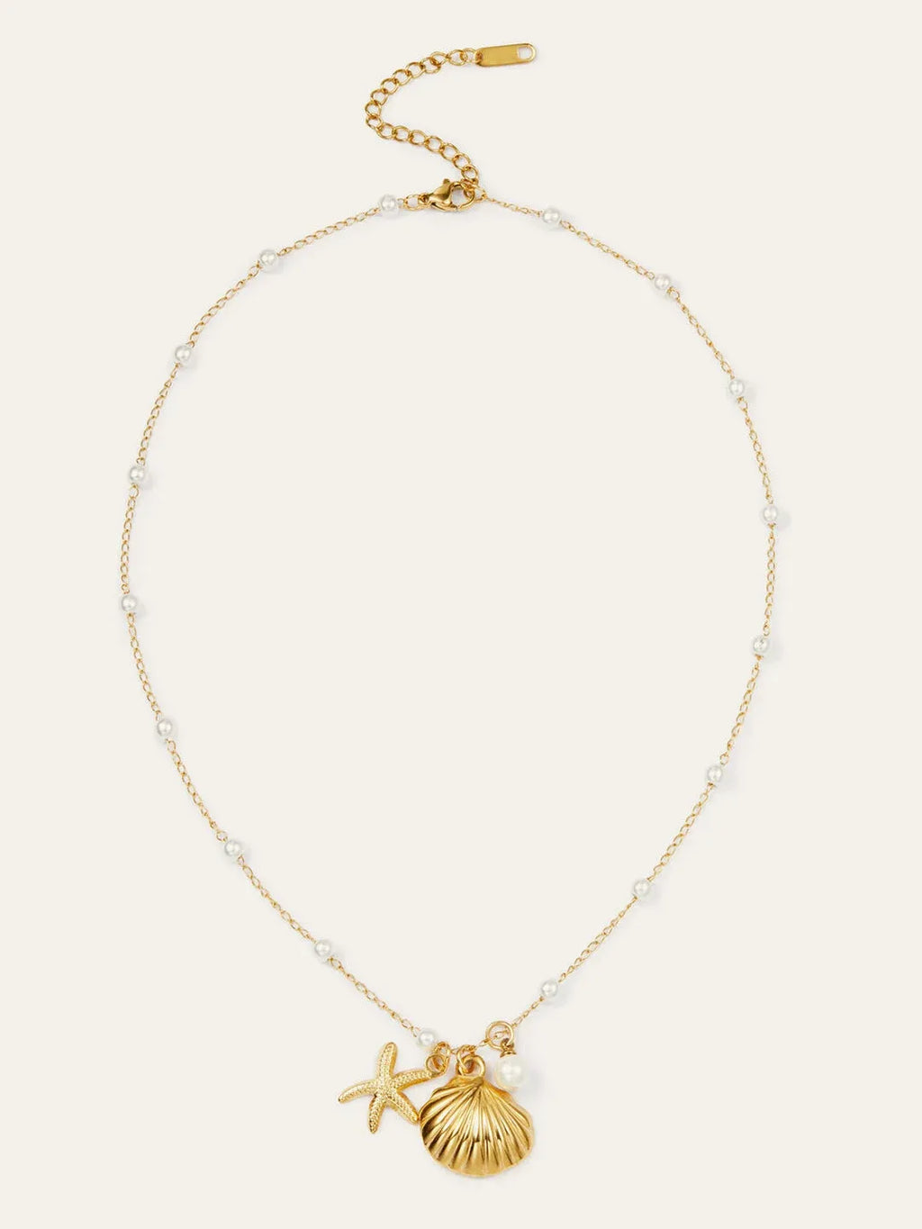 Ava Ocean Charm Pearl Necklace | Waterproof 18k Gold