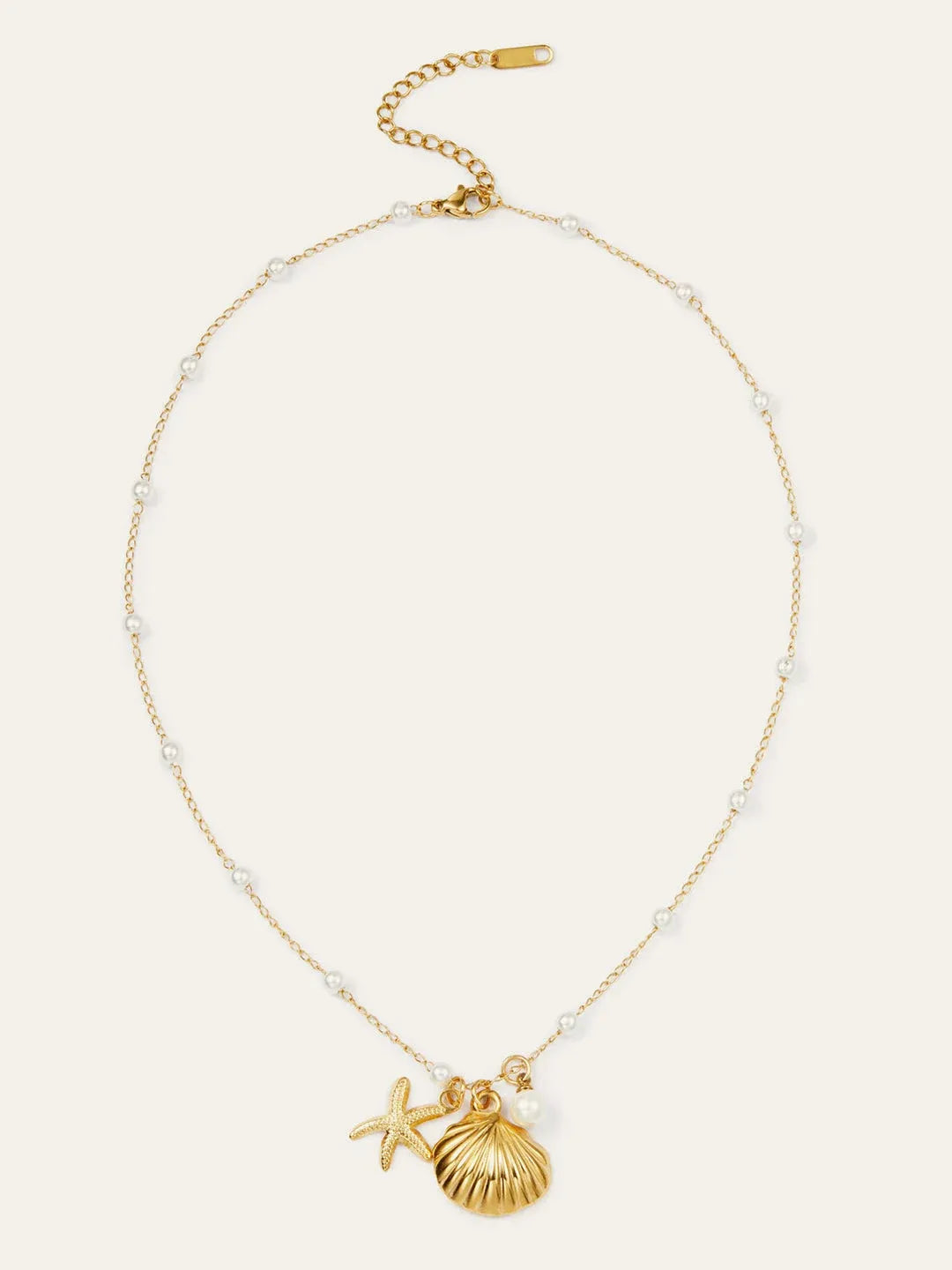 Ava Ocean Charm Pearl Necklace | Waterproof 18k Gold